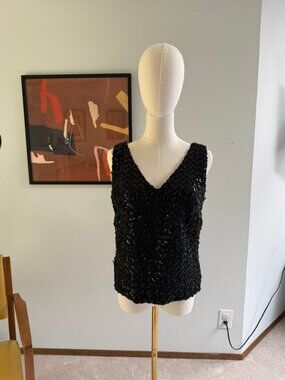 Vintage 1950s Victor Most of California Black Sequined Sleeveless Crop Top